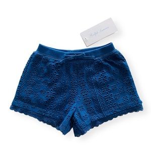NWT Ralph Lauren Summer Blue Eyelet Shorts Size 9 Months